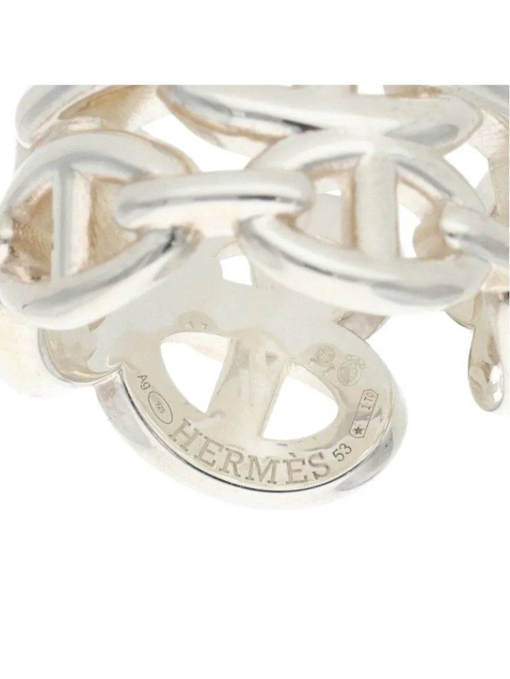 Hermes Chaine D'ancre Enchainee GM Silver Ring